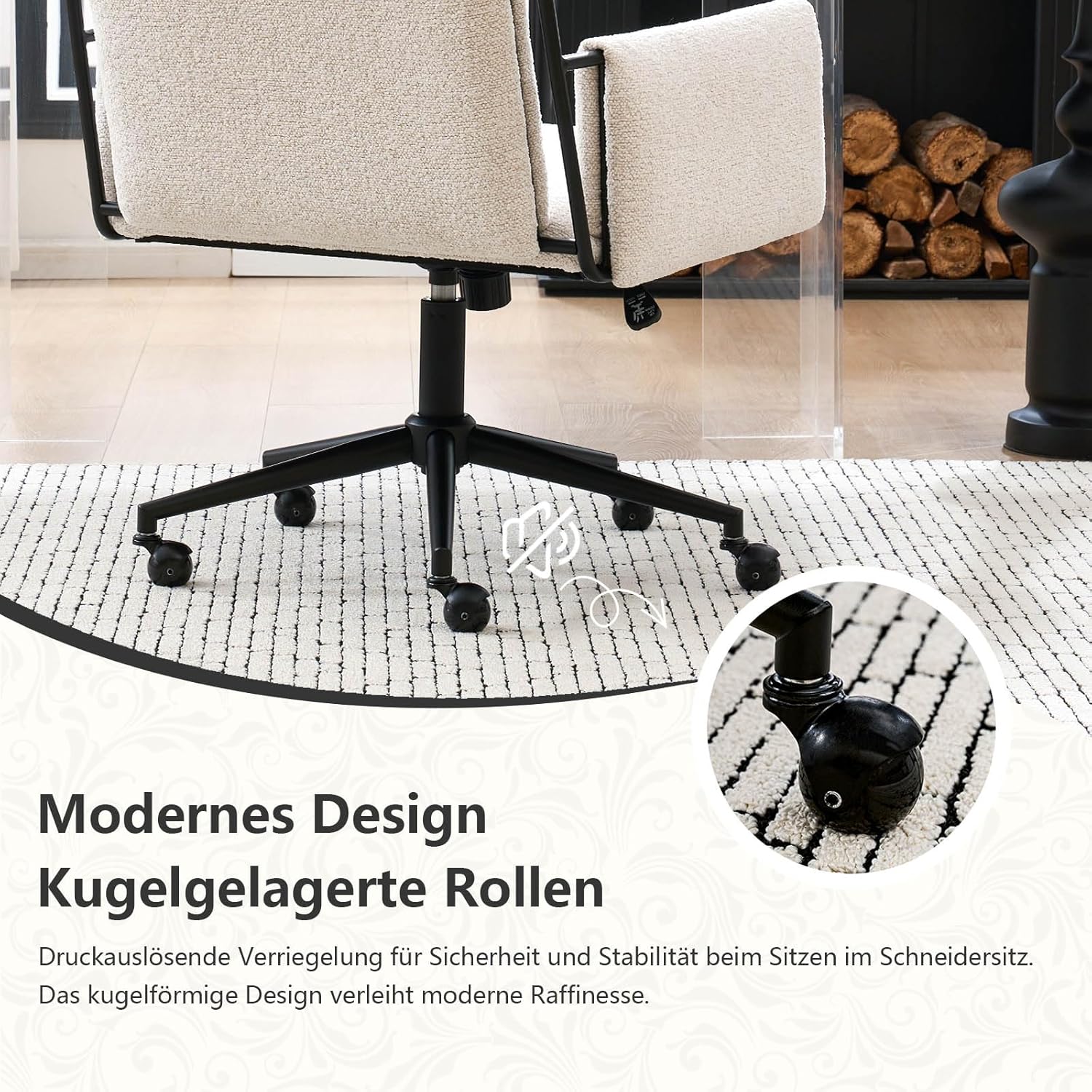 YOUTASTE Model 1239 - Luxury Bouclé Wide Office Chair