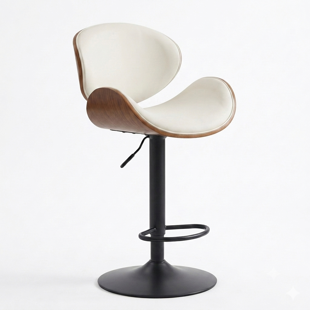 YOUTASTE Model 2411 - Mid-Century Modern Wood Bar Stool